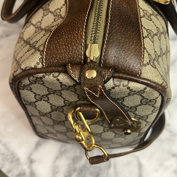 Vintage Gucci | GG Monogram Weekender Duffle Boston Bag w/ Built-In Lock - Picture 8 of 17